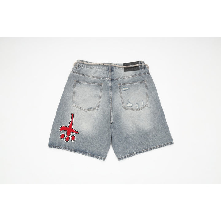 BIG LOGO PATCH DENIM SHORTS image 1