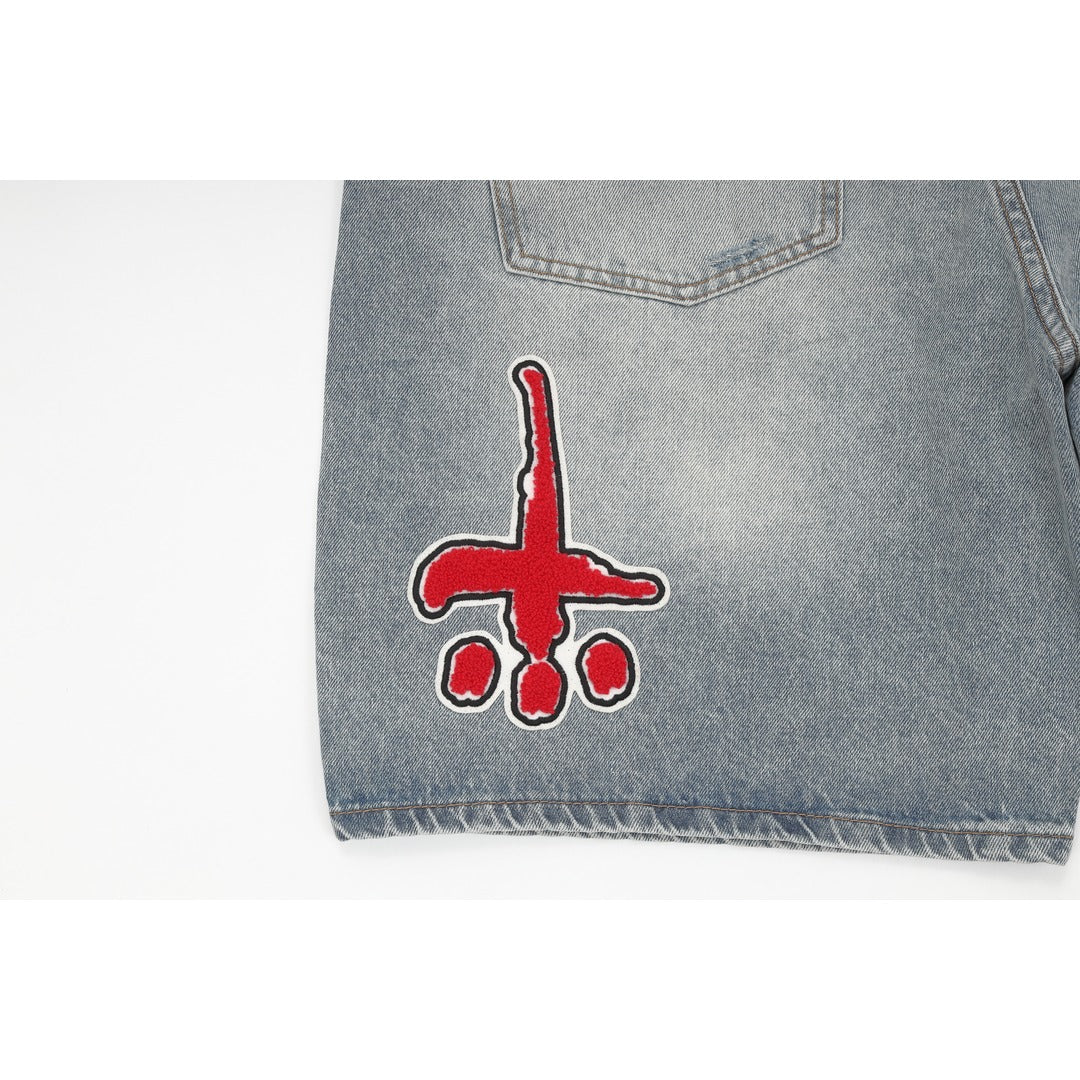 BIG LOGO PATCH DENIM SHORTS image 3