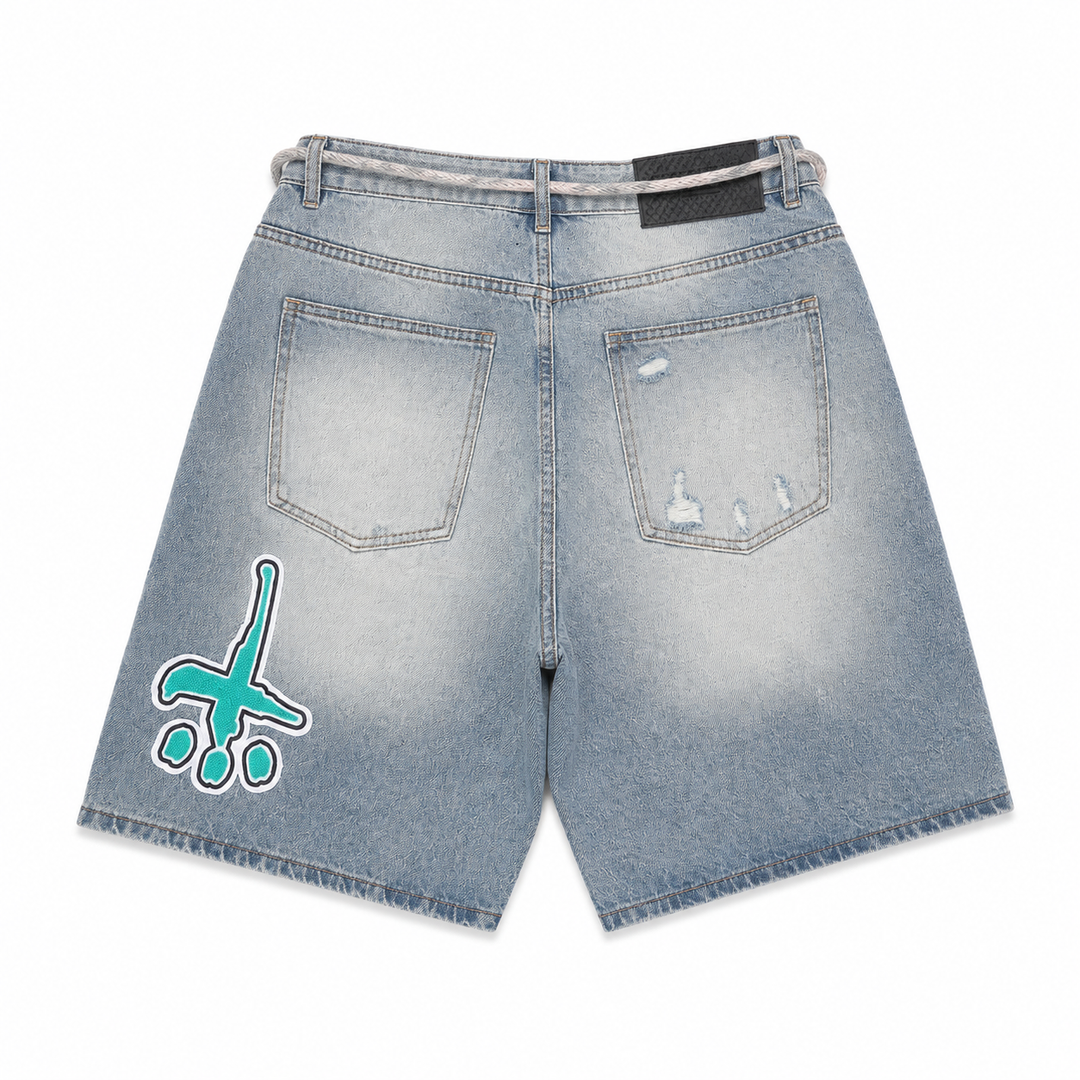 BIG LOGO PATCH DENIM SHORTS image 9