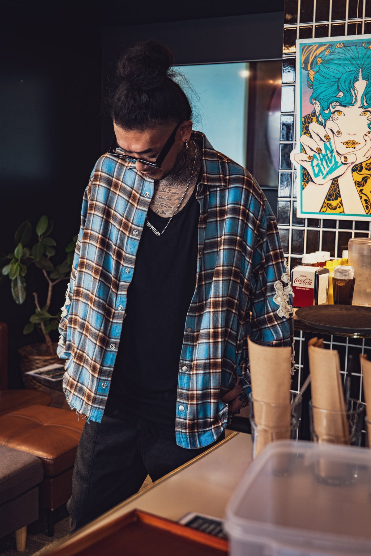 Denim Patch Check Shirts