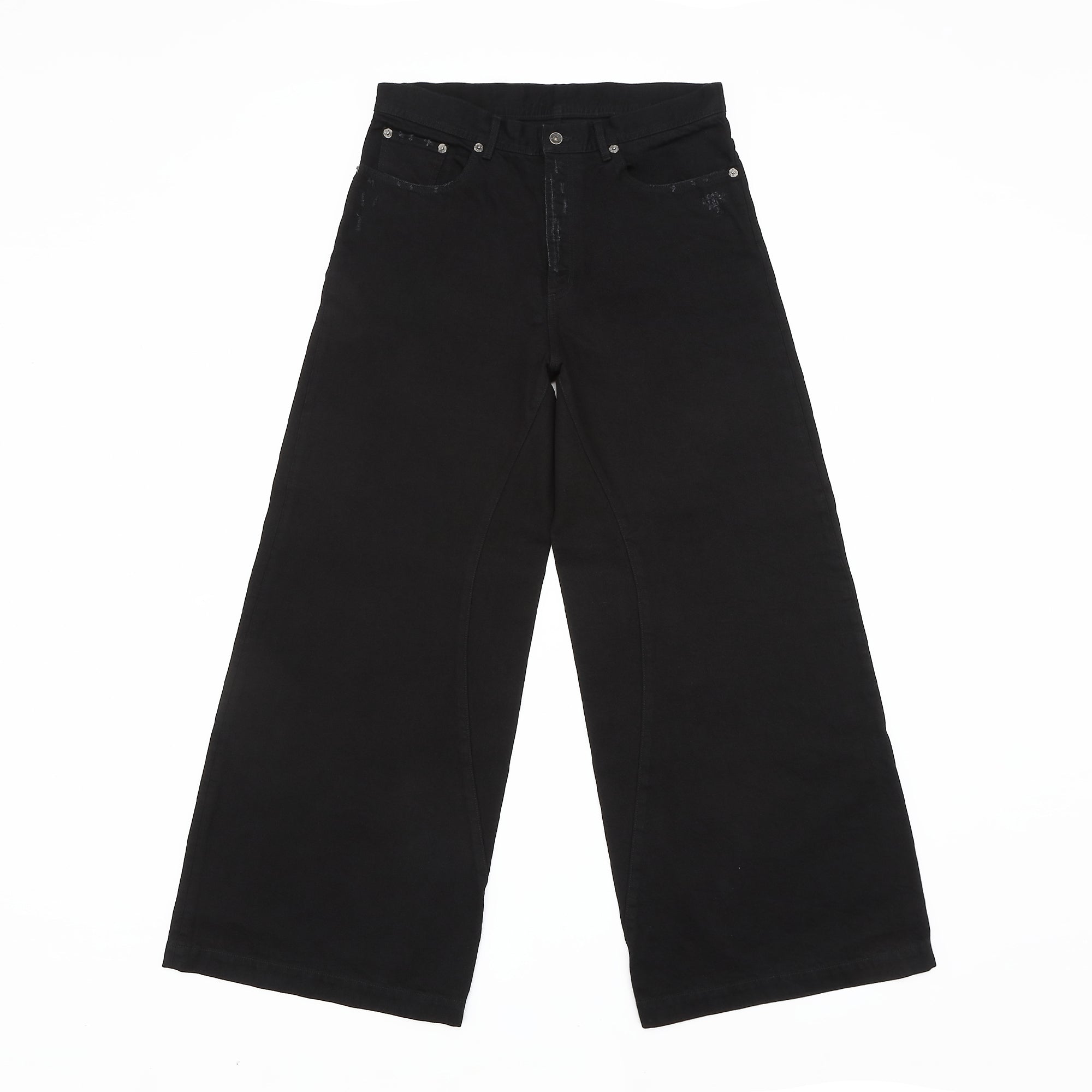 ボウレッグバギーデニムパンツ