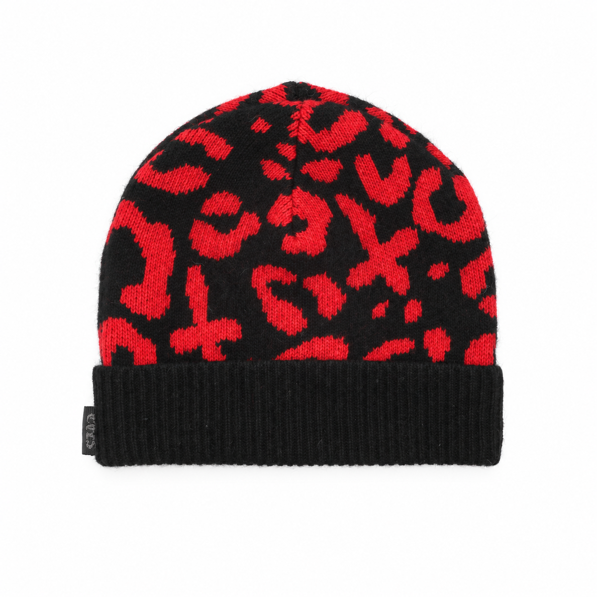 LEOPARD KNIT CAP – BLACK – front