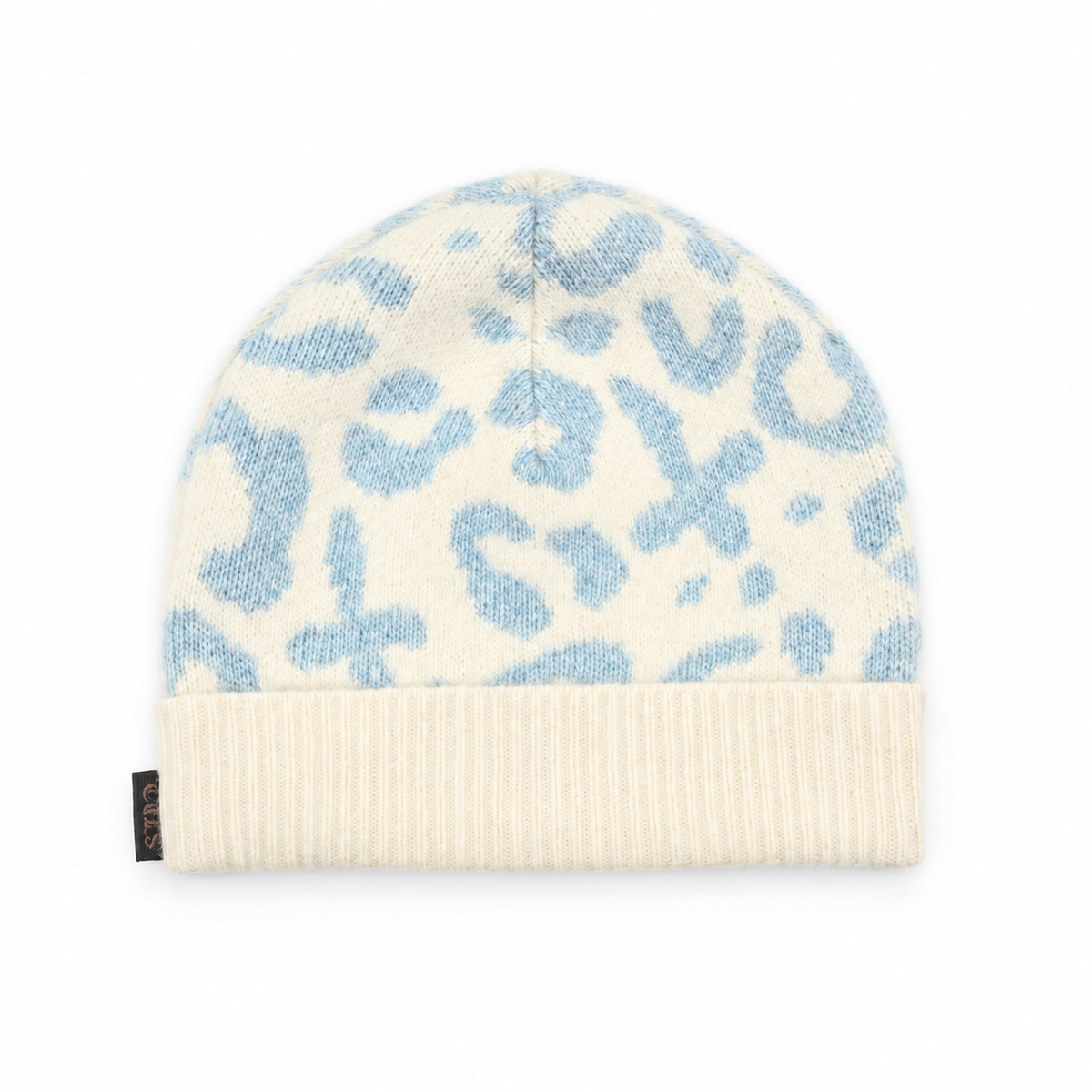 LEOPARD KNIT CAP – WHITE – front