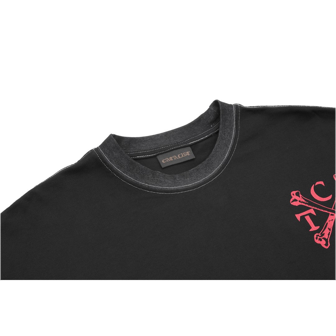 CATALIST L/S TEE 'BONE CTLS' BLACK neckline detail
