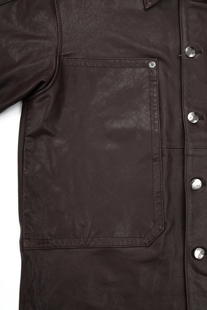LEATHER WORK JACKET – CHOCO – フロントポケット (IMG_0095.JPG)