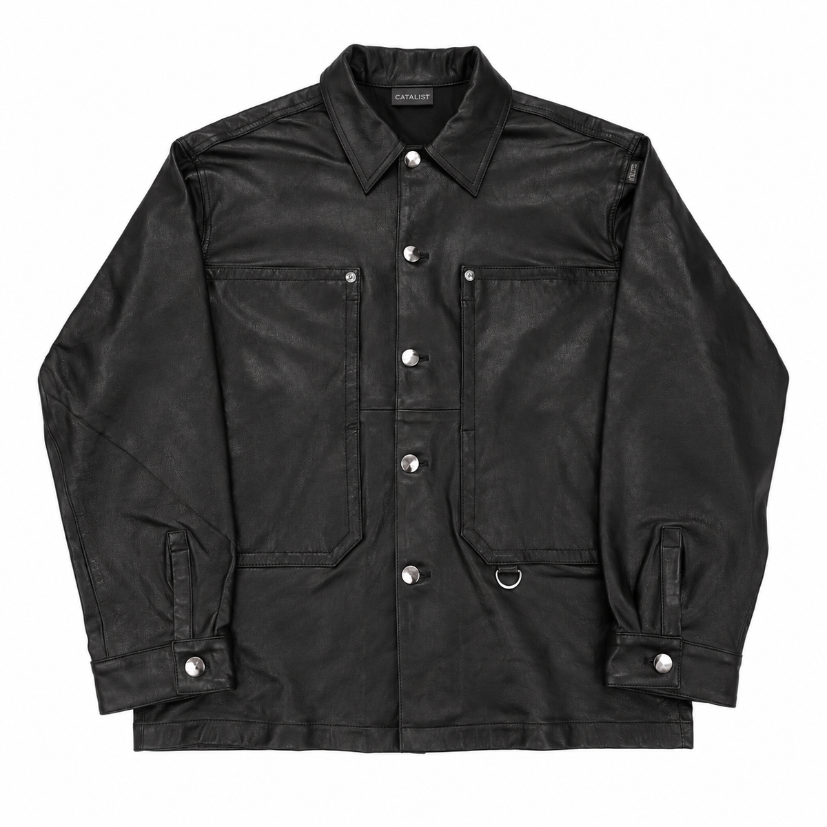 LEATHER WORK JACKET – BLACK – front