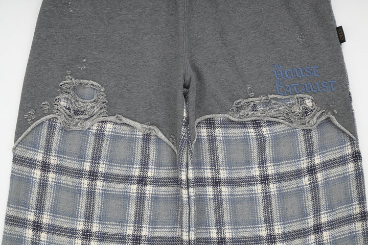 CHECK PYJAMA PANTS – BLUE – ダメージ・切替 (IMG_0063.JPG)