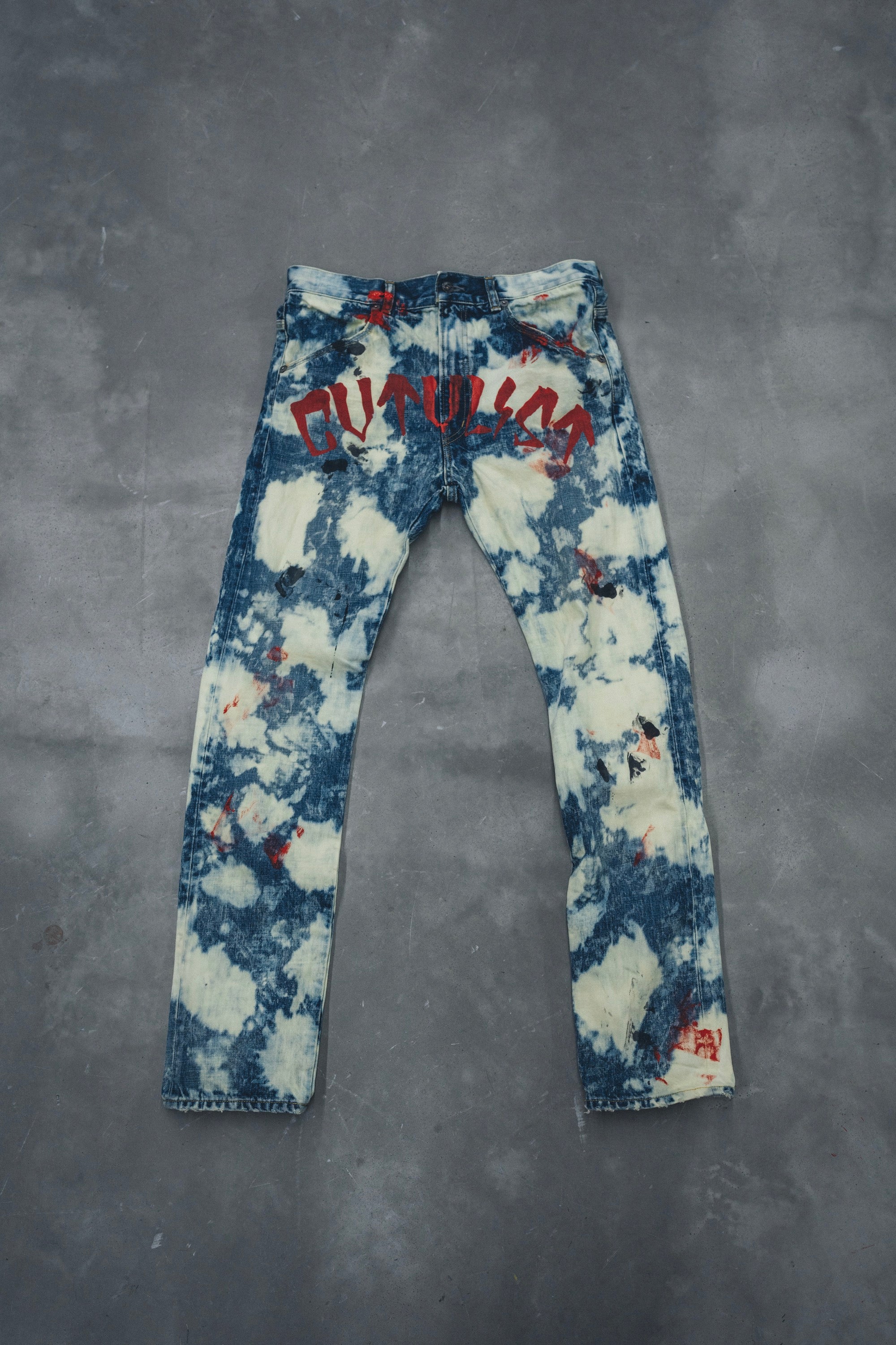 "CVTVLIST" Denim Pants [Bleach*Red]