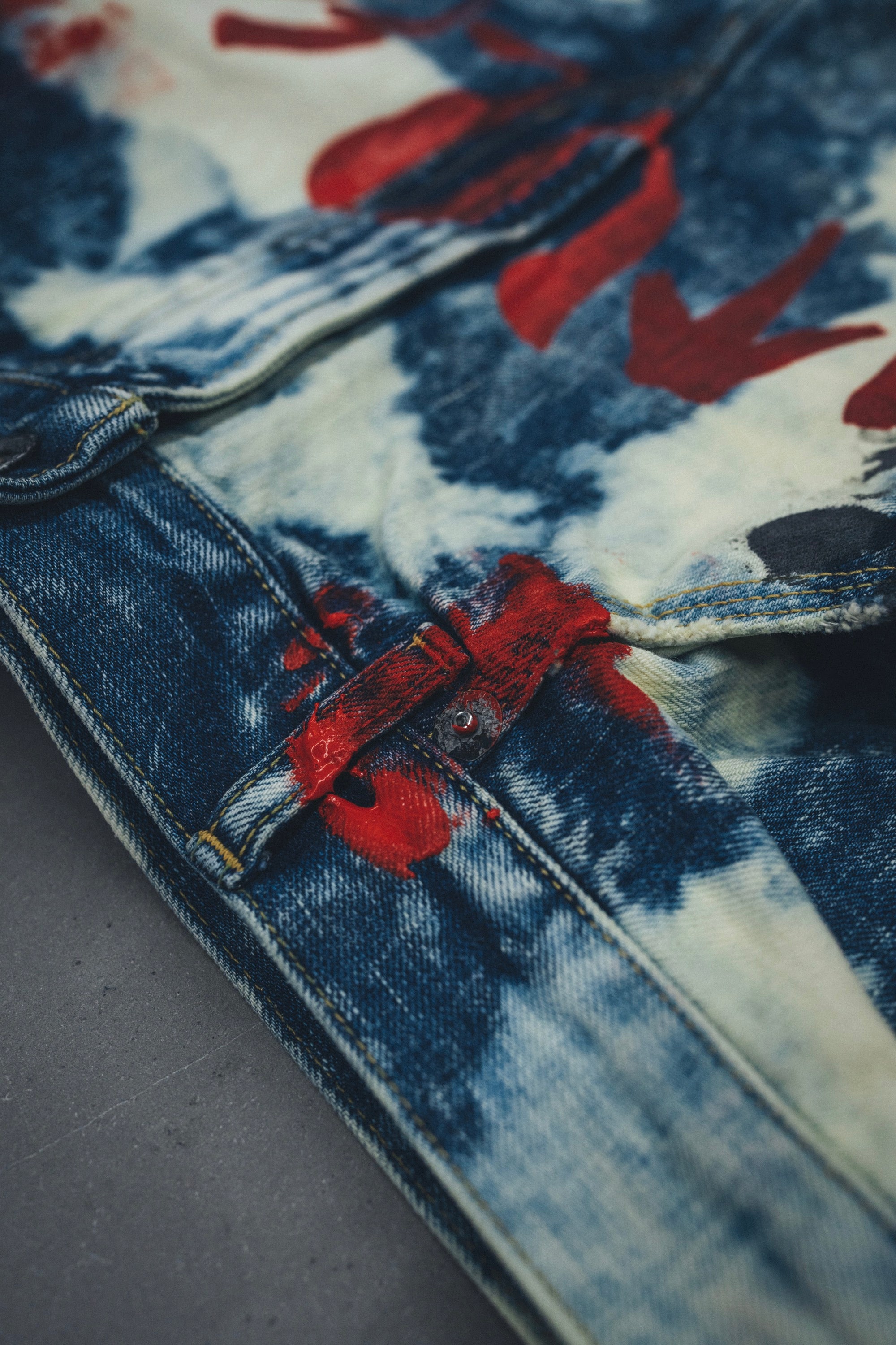 "CVTVLIST" Denim Pants [Bleach*Red]