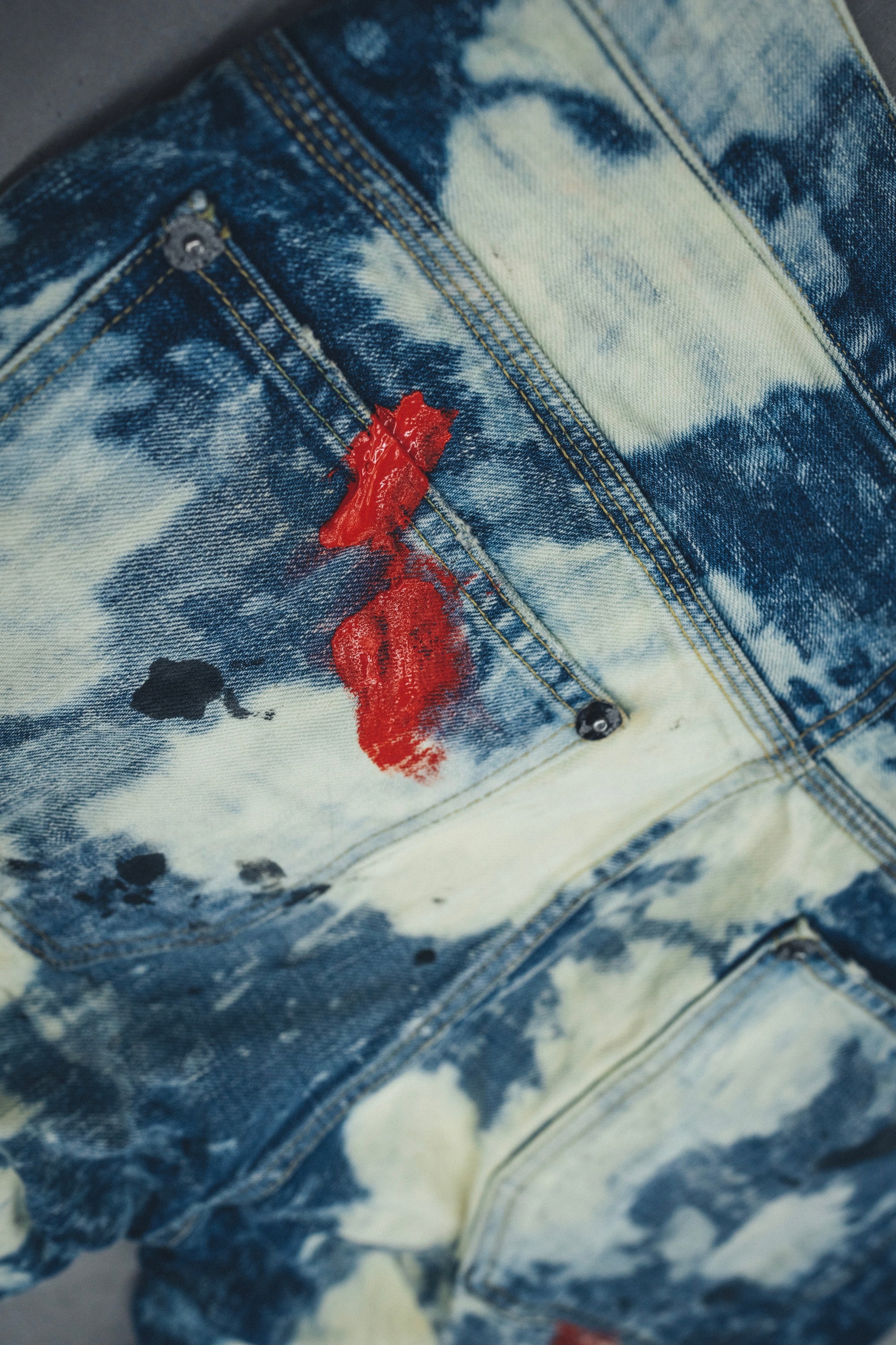 "CVTVLIST" Denim Pants [Bleach*Red]